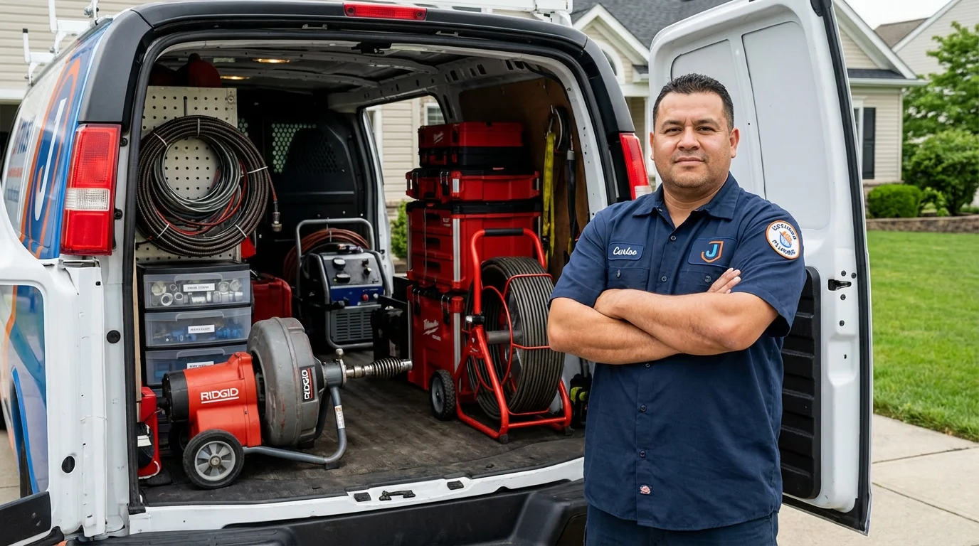 Professional drain cleaning equipment and Johns Plumbing LLC plumber in Springview