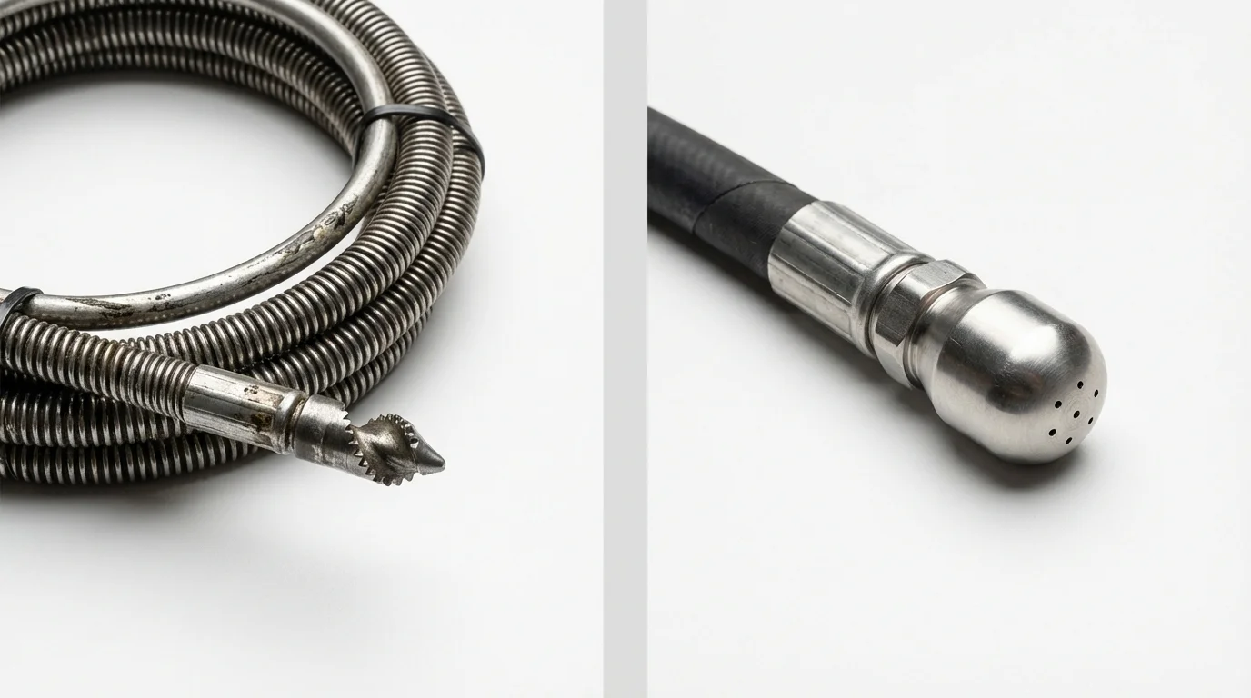 Drain snake cable and hydro jetting nozzle used for drain cleaning in Springview, NE