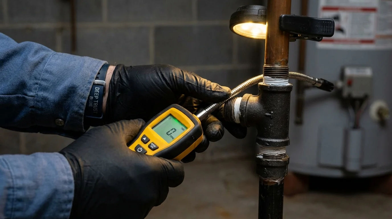 Gas leak detection with electronic sniffer by Johns Plumbing LLC in Springview
