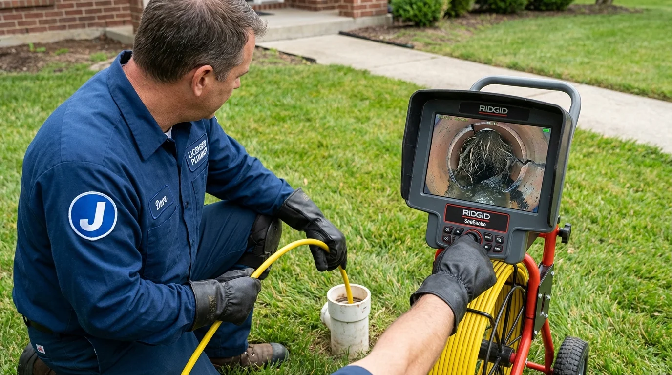 Sewer camera inspection being performed by Johns Plumbing LLC in Springview