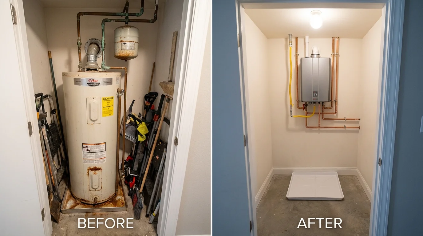 Tank water heater versus wall-mounted tankless unit comparison for Springview, NE homeowners